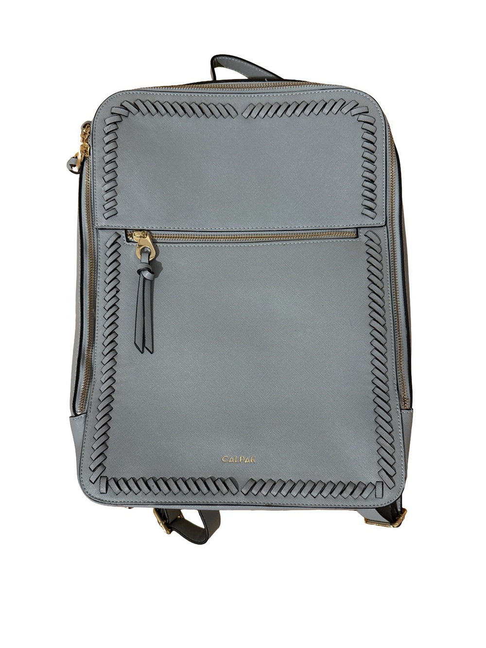 CALPAK Kaya Blue Leather Laptop Backpack for 15 in Laptop, Padded, Partitions